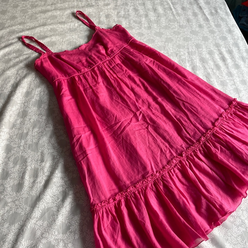 J.Crew Pink Linen Blend Ruffle Hem Sundress